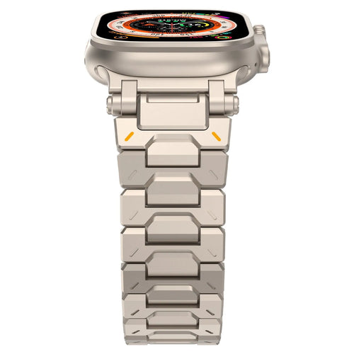 Explorer Steel Strap, titanium, on a watch, direct front view