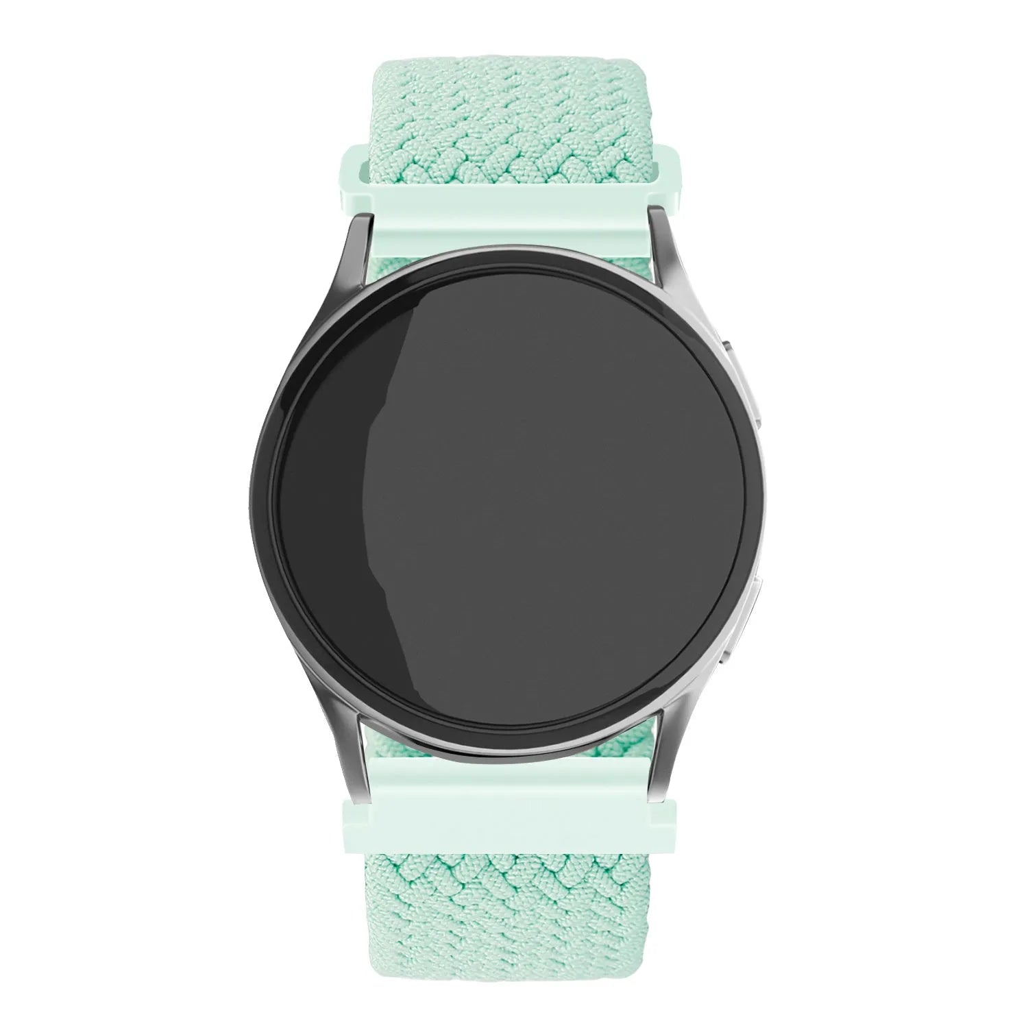 Nylon Adjustable Braided Strap, turquoise, on a watch, direct front view