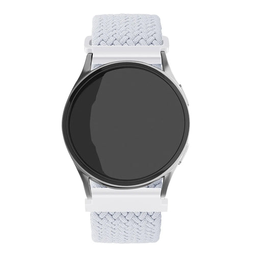 Nylon Adjustable Braided Strap, white, on a watch, direct front view