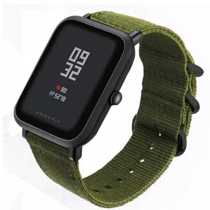Nylon Buckle Strap, green, on a watch, direct front view