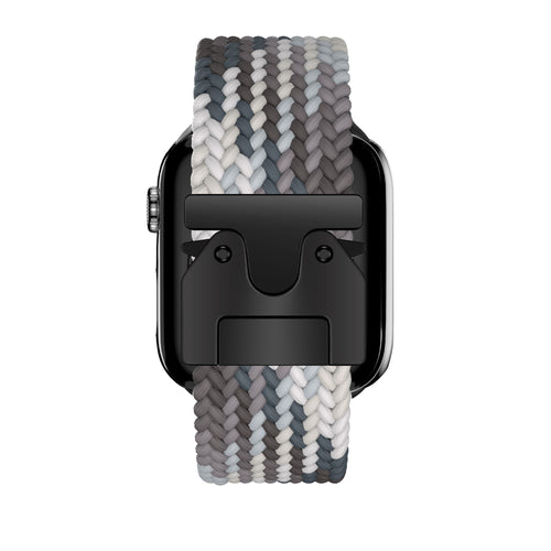 Nylon Braided Strap 'Parachute', slate, on a watch, direct rear view