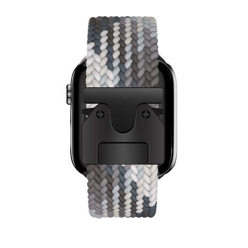 Nylon Braided Strap 'Parachute', slate, on a watch, direct rear view