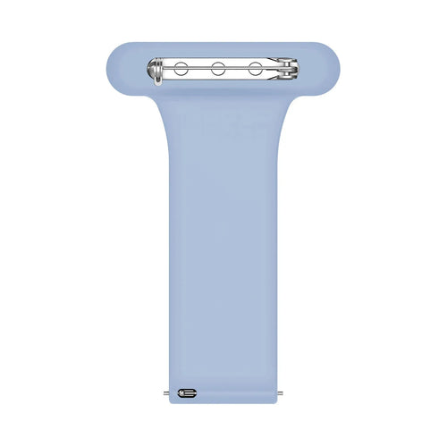 Silicone Nurse Fob, light blue, on a watch, direct rear view