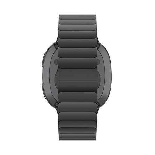 Steel Strap 'One Bead', black, on a watch, direct rear view