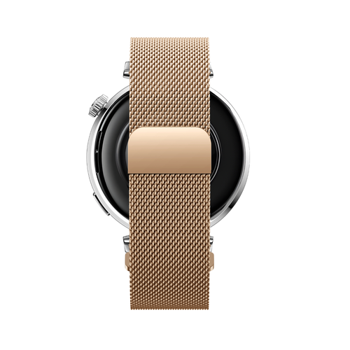 Milanese Strap 'Easy Fit', rose gold, on a watch, direct rear view