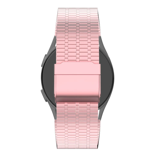 Adjustable Steel Strap, pink sand, on a watch, direct rear view