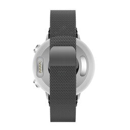 Milanese Loop Strap, black, on a watch, direct rear view
