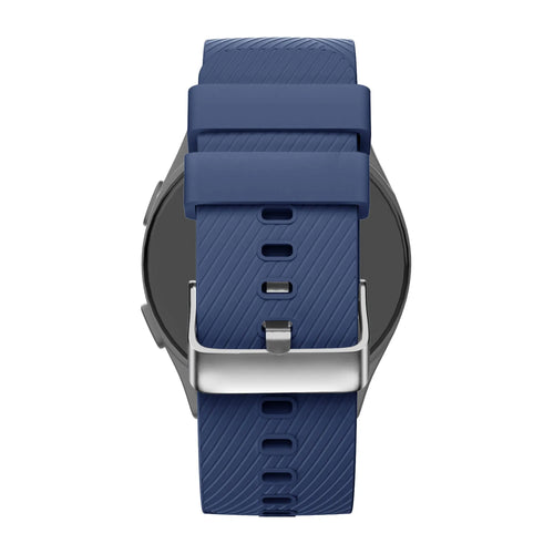 Silicone Strap 'Deluxe', dark blue, on a watch, direct rear view