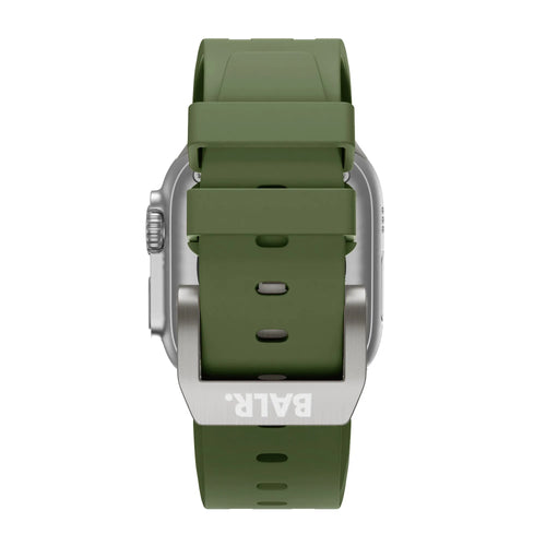 BALR. Correa de silicona Apple Watch Ultra Liquid (verde/titanio)