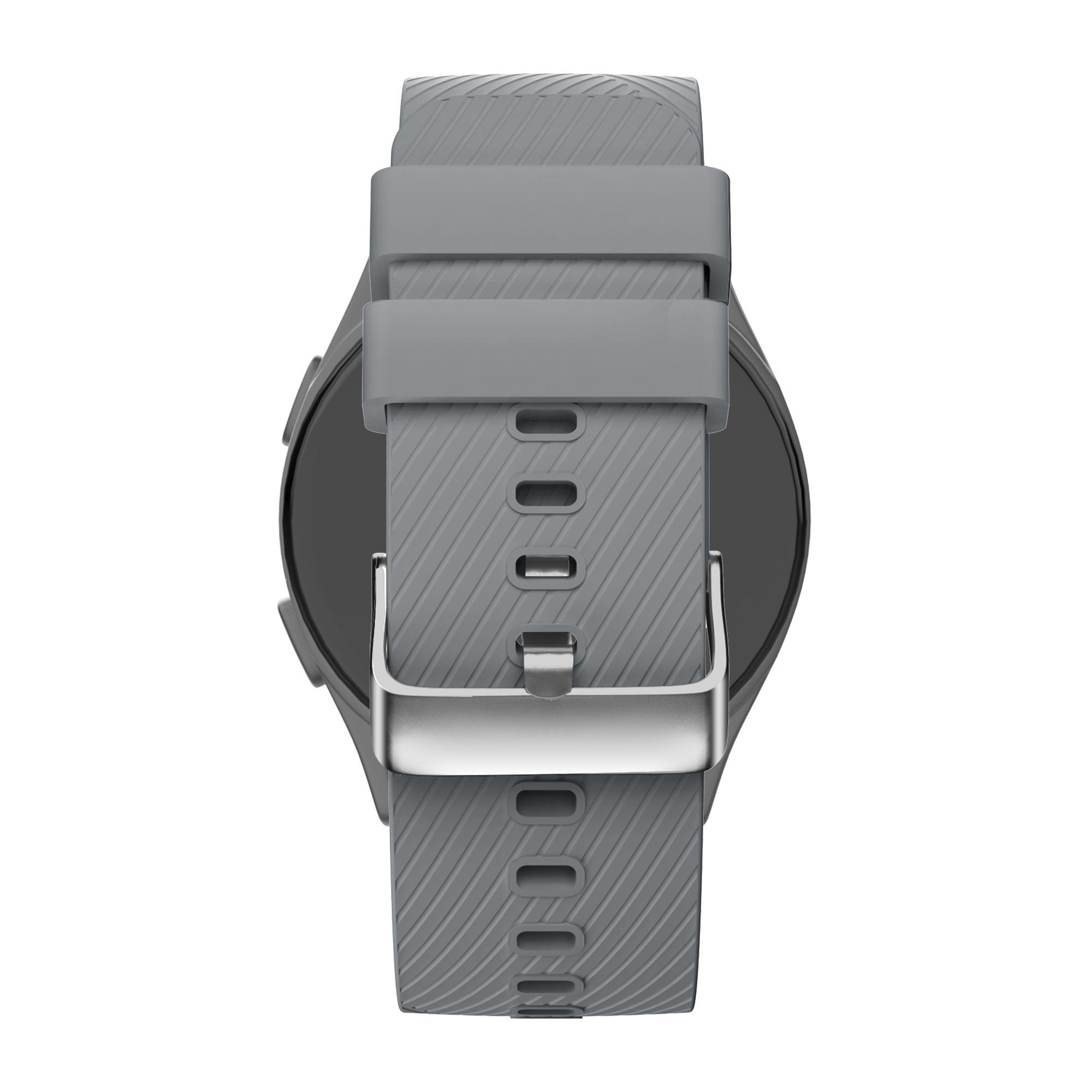 Silicone Strap 'Deluxe', grey, on a watch, direct rear view