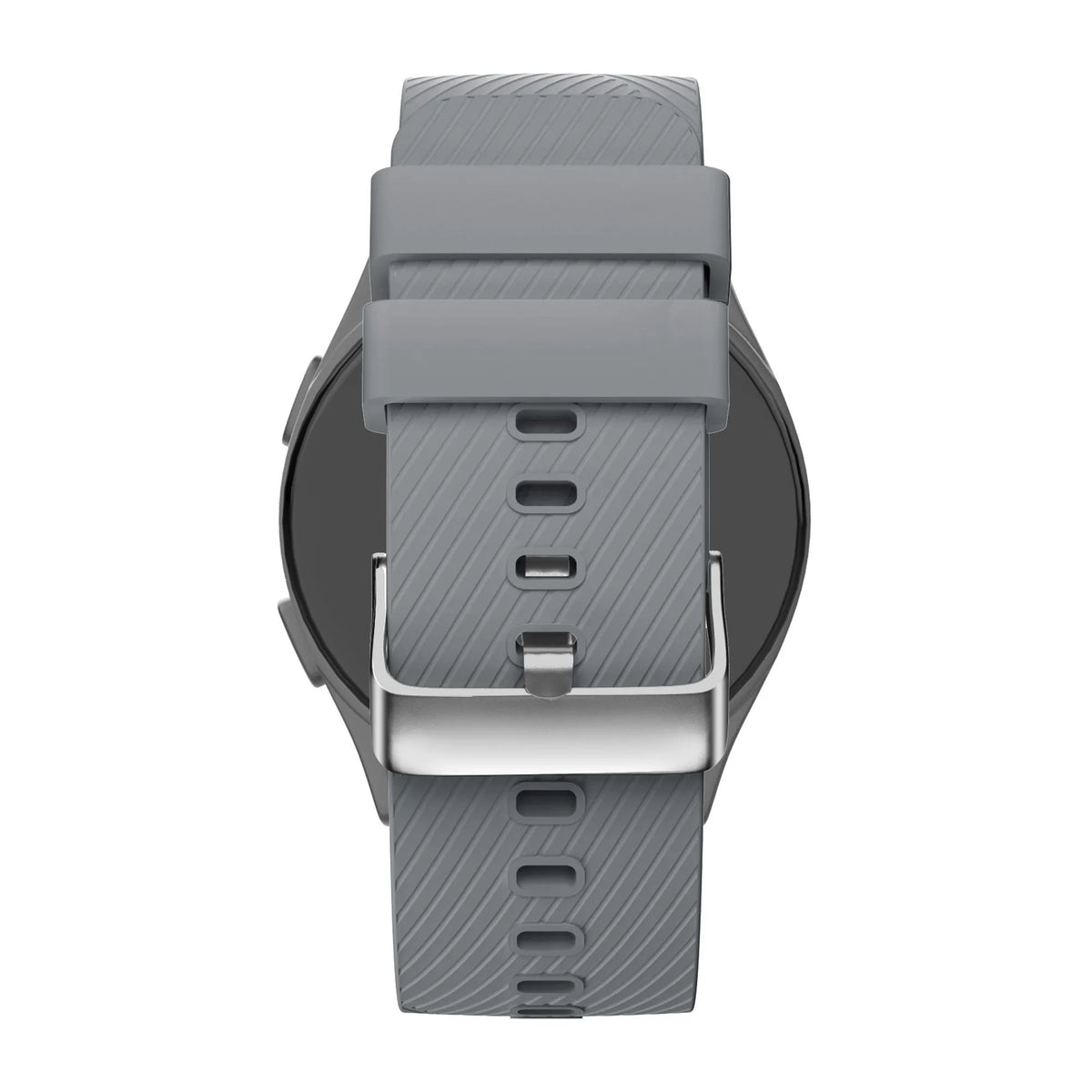 Silicone Strap 'Deluxe', grey, on a watch, direct rear view