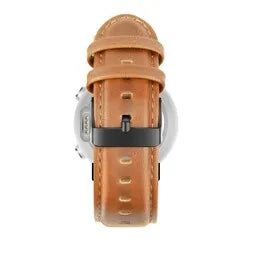 Leather Strap 'Classic', brown, on a watch, direct rear view