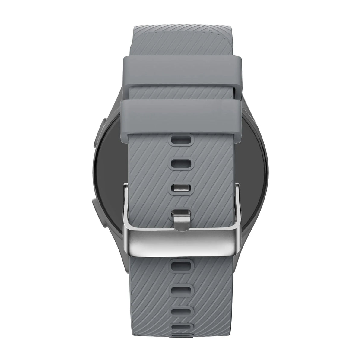 Silicone Strap 'Deluxe', grey, on a watch, direct rear view