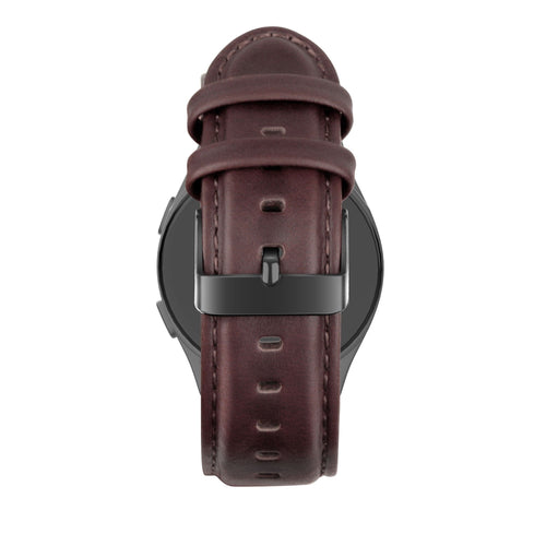 Leather Strap 'Classic', dark brown, on a watch, direct rear view