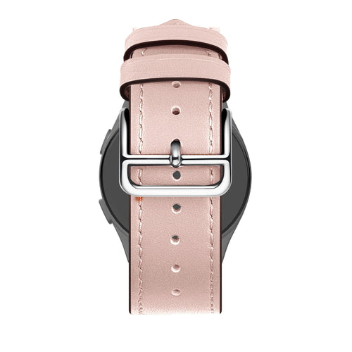 Leather Strap 'Deluxe', pink, on a watch, direct rear view