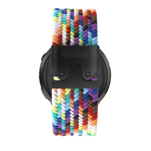 Nylon Braided Strap 'Parachute', rainbow, on a watch, direct rear view