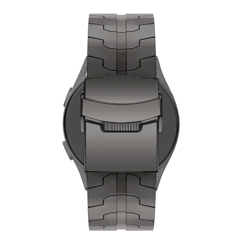 Steel Strap 'Iron', graphite, on a watch, direct rear view