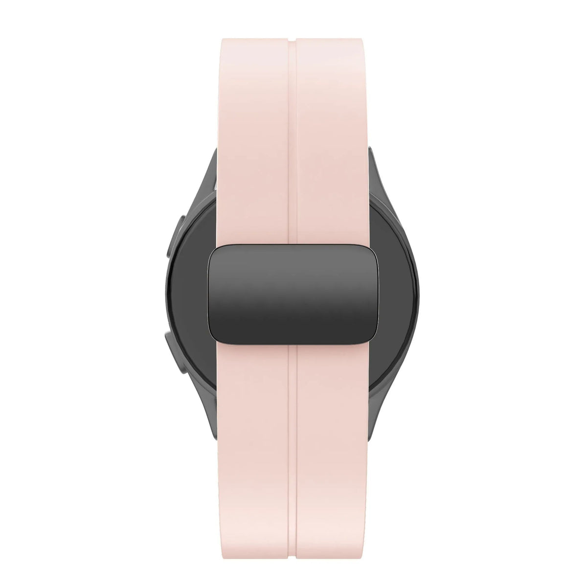 D-Buckle Silicone Strap, pink, on a watch, direct rear view
