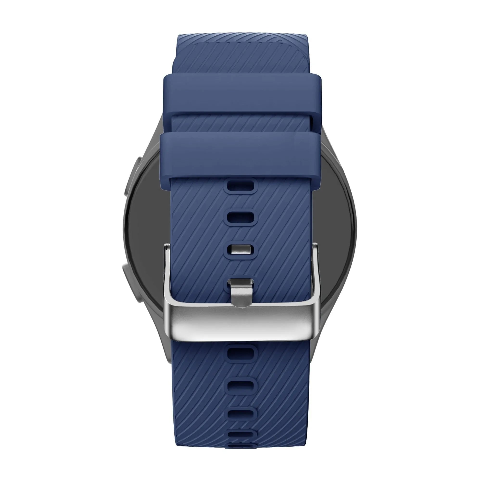 Silicone Strap 'Deluxe', dark blue, on a watch, direct rear view