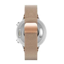 Milanese Loop Strap, rose gold, on a watch, direct rear view