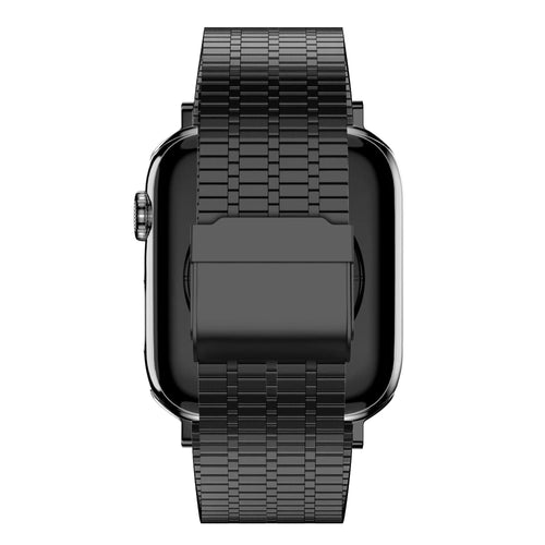 Adjustable Steel Strap, black, on a watch, direct rear view