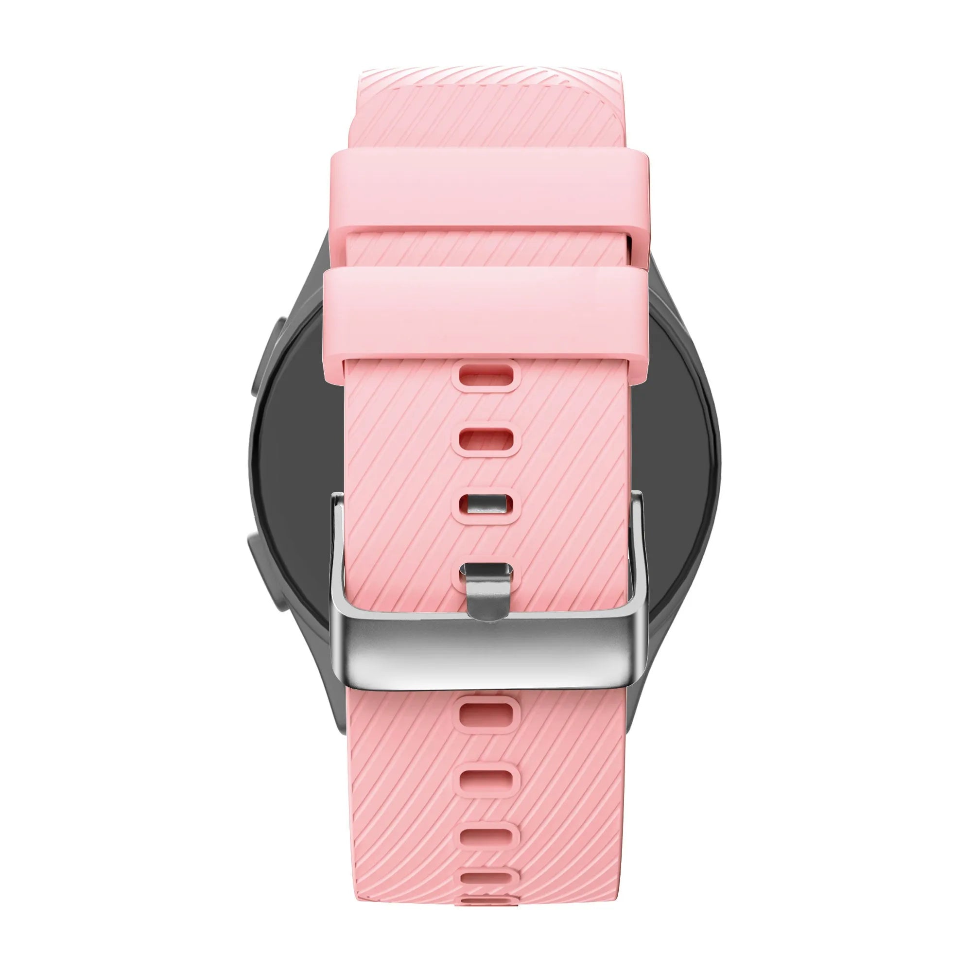 Silicone Strap 'Deluxe', pink, on a watch, direct rear view