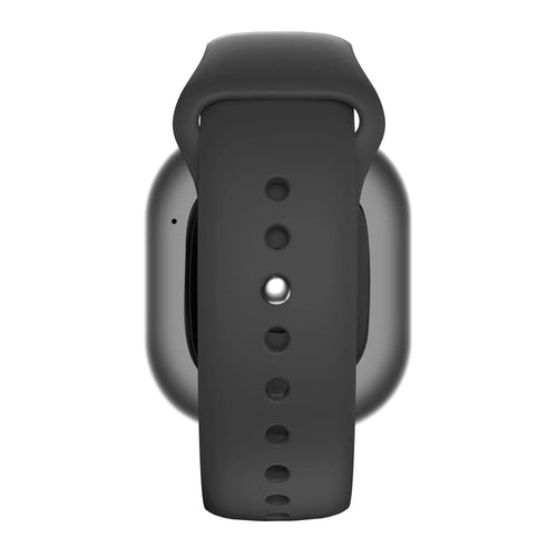 Silicone Sport Strap 'Deluxe', black, on a watch, direct rear view