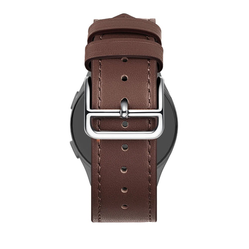 Leather Strap 'Deluxe', brown, on a watch, direct rear view