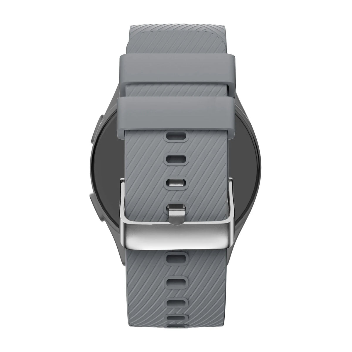 Silicone Strap 'Deluxe', grey, on a watch, direct rear view