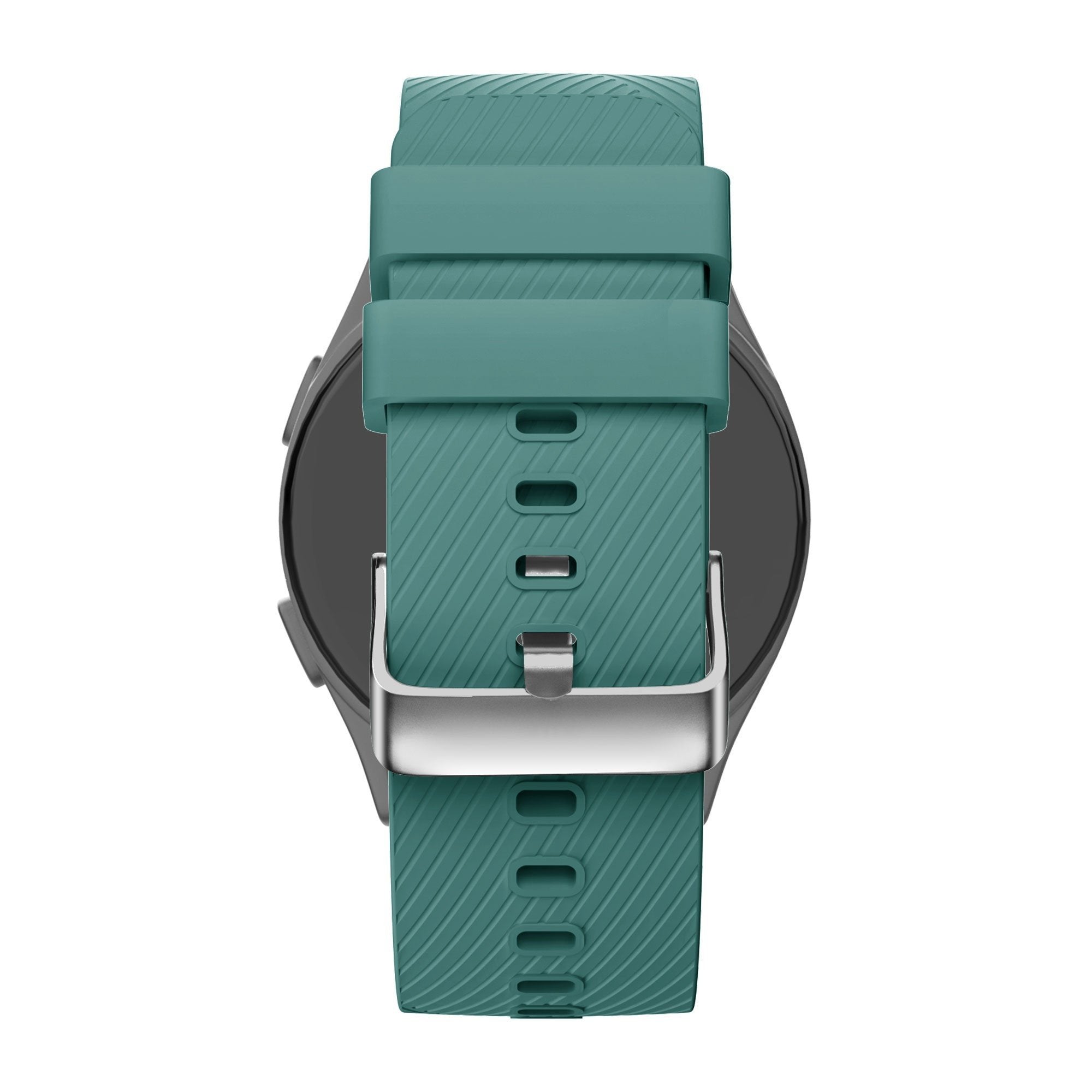 Silicone Strap 'Deluxe', viridian, on a watch, direct rear view