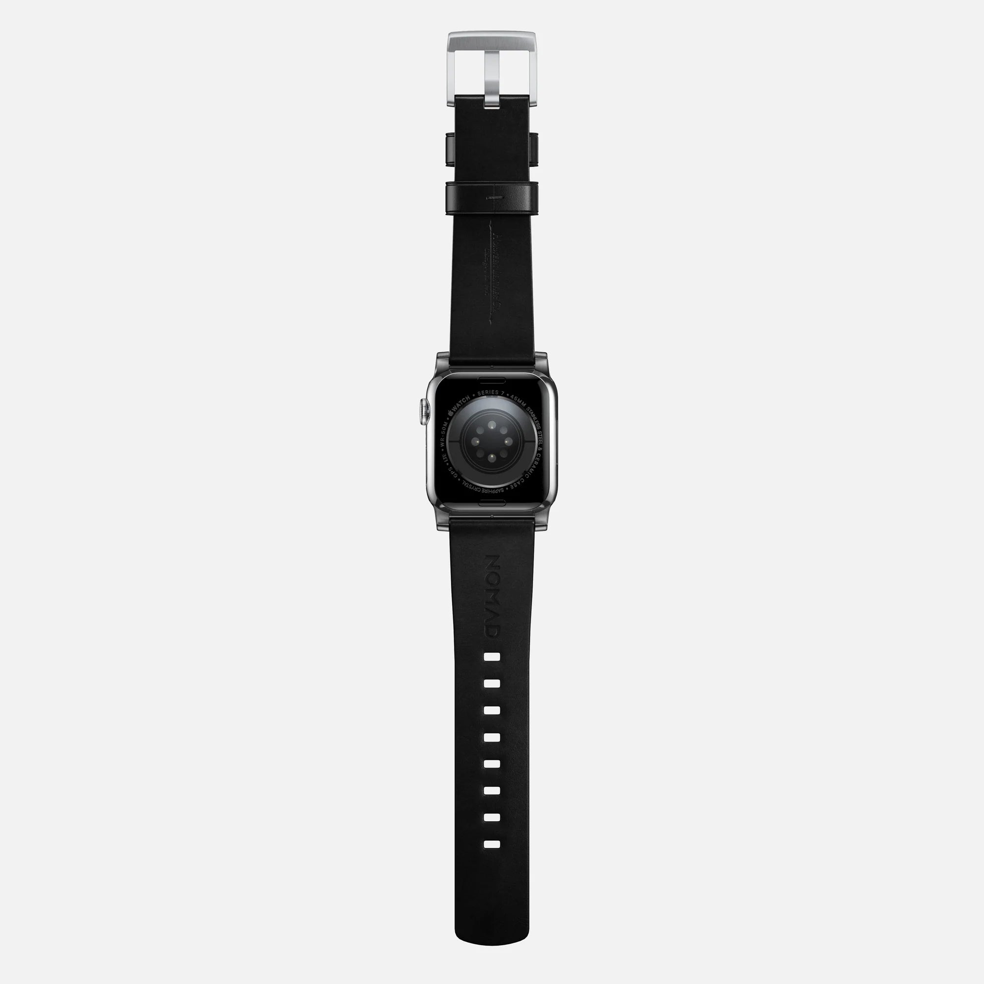 Nomad Correa cuero moderna Apple Watch (negro/plateado)