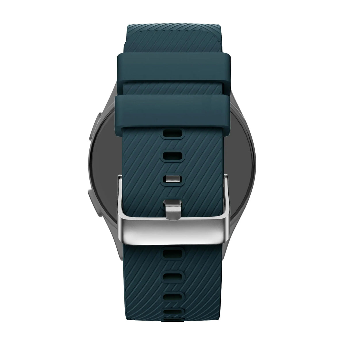 Silicone Strap 'Deluxe', dark green, on a watch, direct rear view