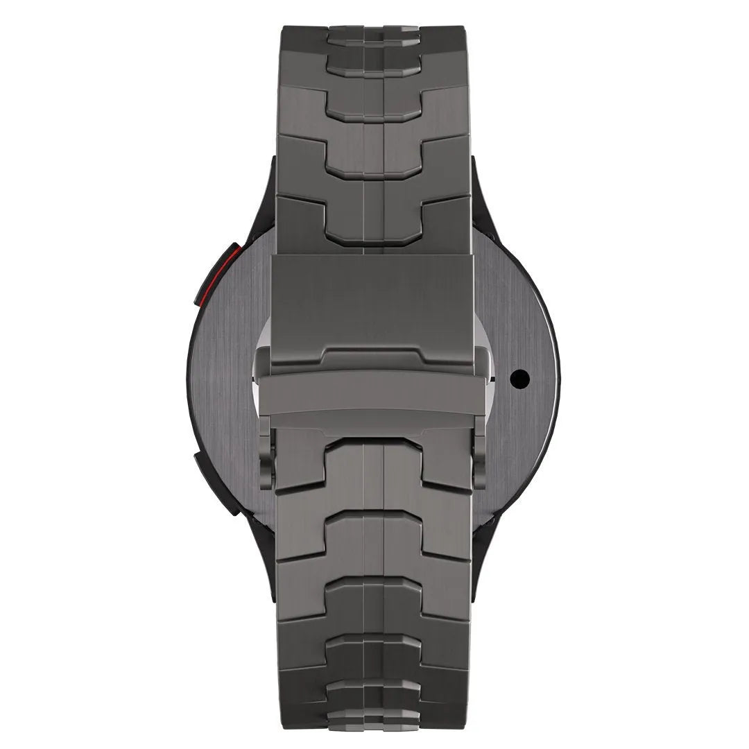Titanium Strap 'Iron', graphite, on a watch, direct rear view