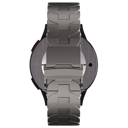 Butterfly Titanium Strap, graphite, on a watch, direct rear view