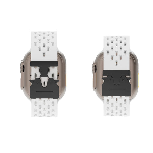 Silicone Strap 'Air' P-Buckle, white, on a watch, direct rear view