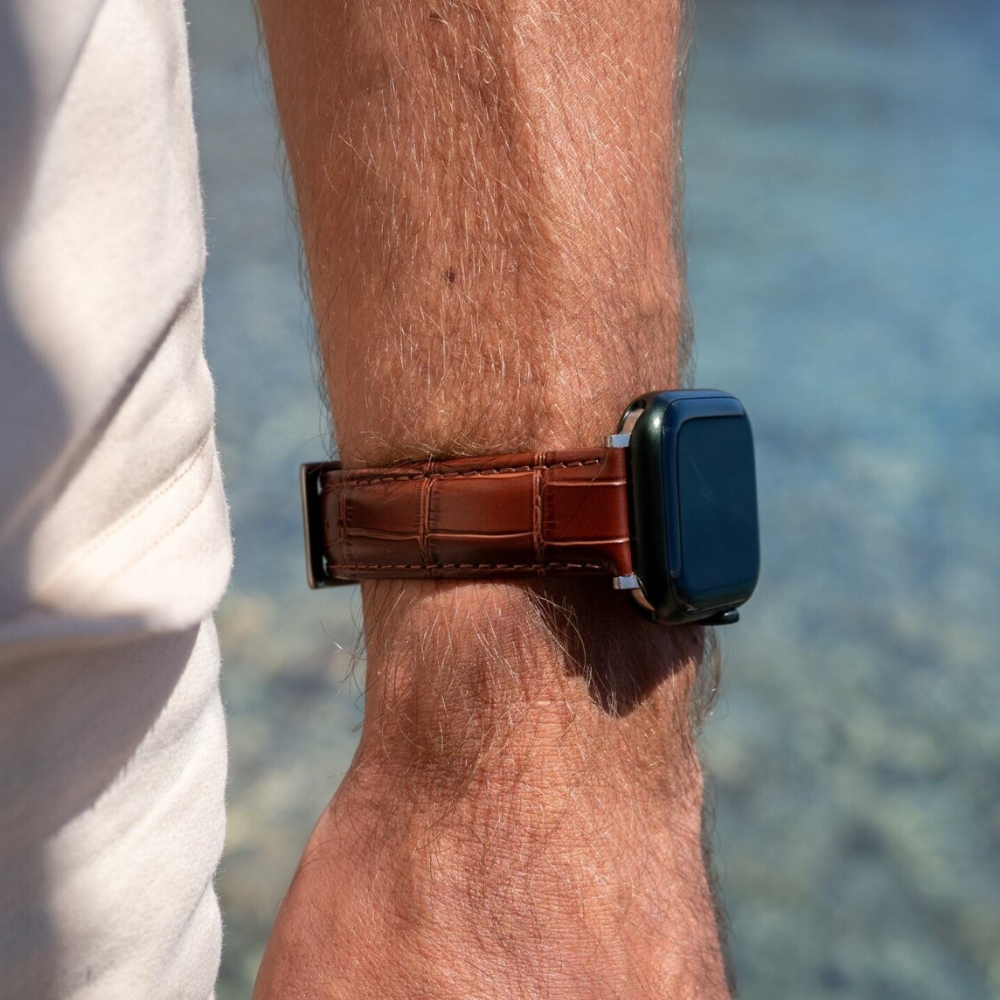 Apple Watch Leather Strap Crocodile Grain (Brown)