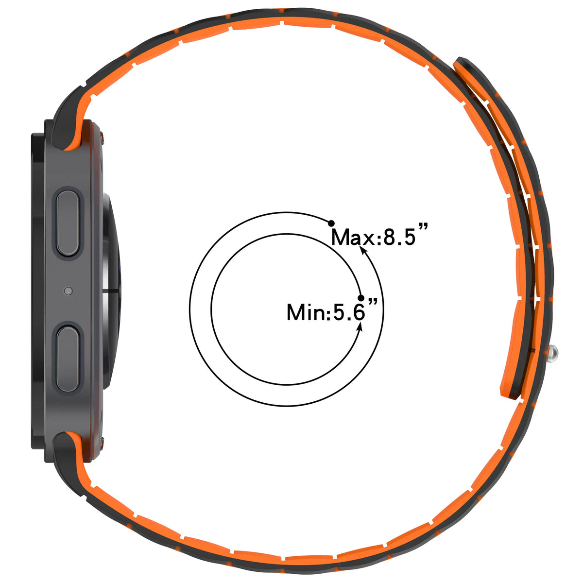 Samsung Galaxy Watch 8 - 44mm Magnetic Silicone Strap (Black/Orange)