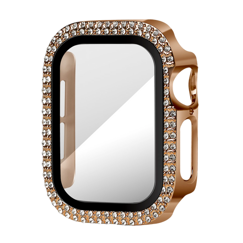 Bandz Funda diamante con vidrio Apple Watch 10/11 - 42mm (rosa dorado)