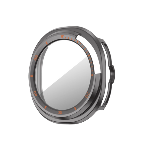 Bandz Funda Bezel con vidrio Samsung Galaxy Watch 8 Classic (gris titanio/naranja)