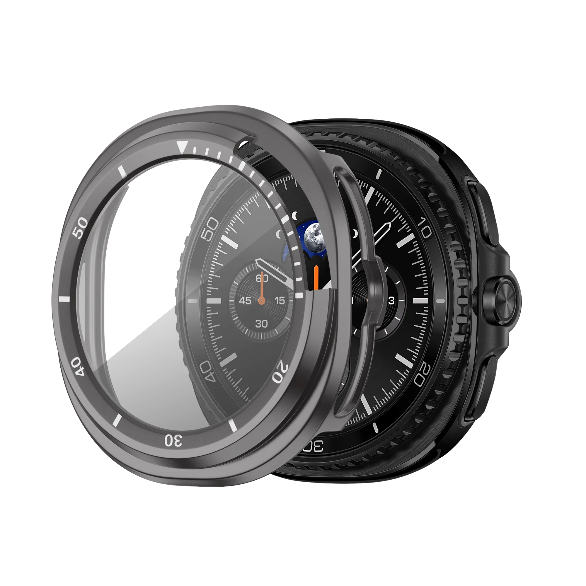 Bandz Funda Bezel con vidrio Samsung Galaxy Watch 8 Classic (gris titanio/blanco)