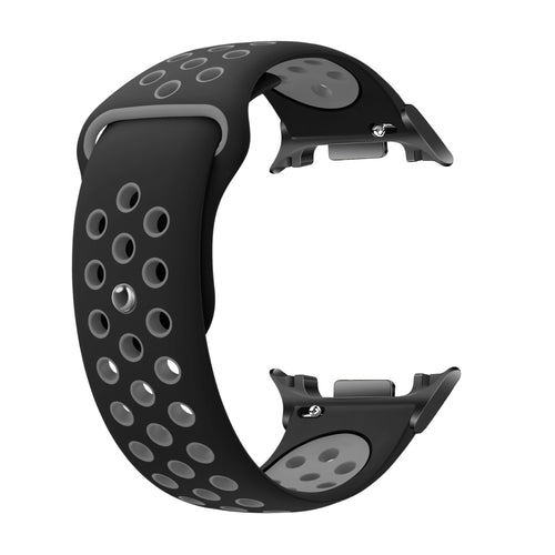 Silicone Sport Strap, black/grey, without a watch, 3/4 front view