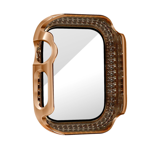 Bandz Funda diamante con vidrio Apple Watch 10/11 - 42mm (rosa dorado)