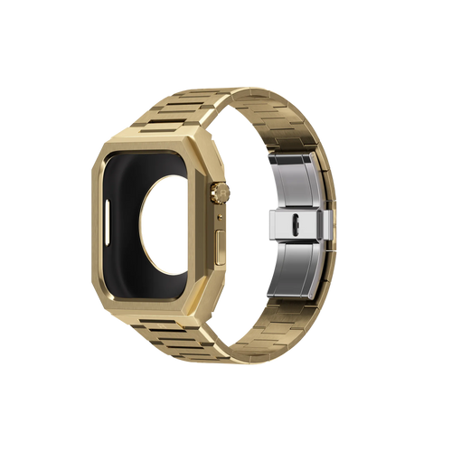 Reqior Funda con correa de acero 'Nautilus' Apple Watch 45mm (dorado)