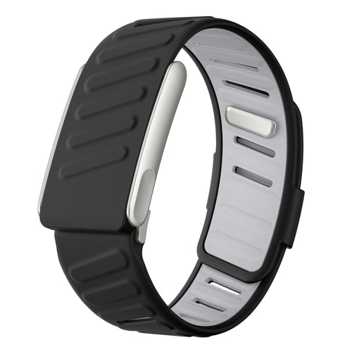 Silicone Sport Strap, black/grey, without a watch, 3/4 front view