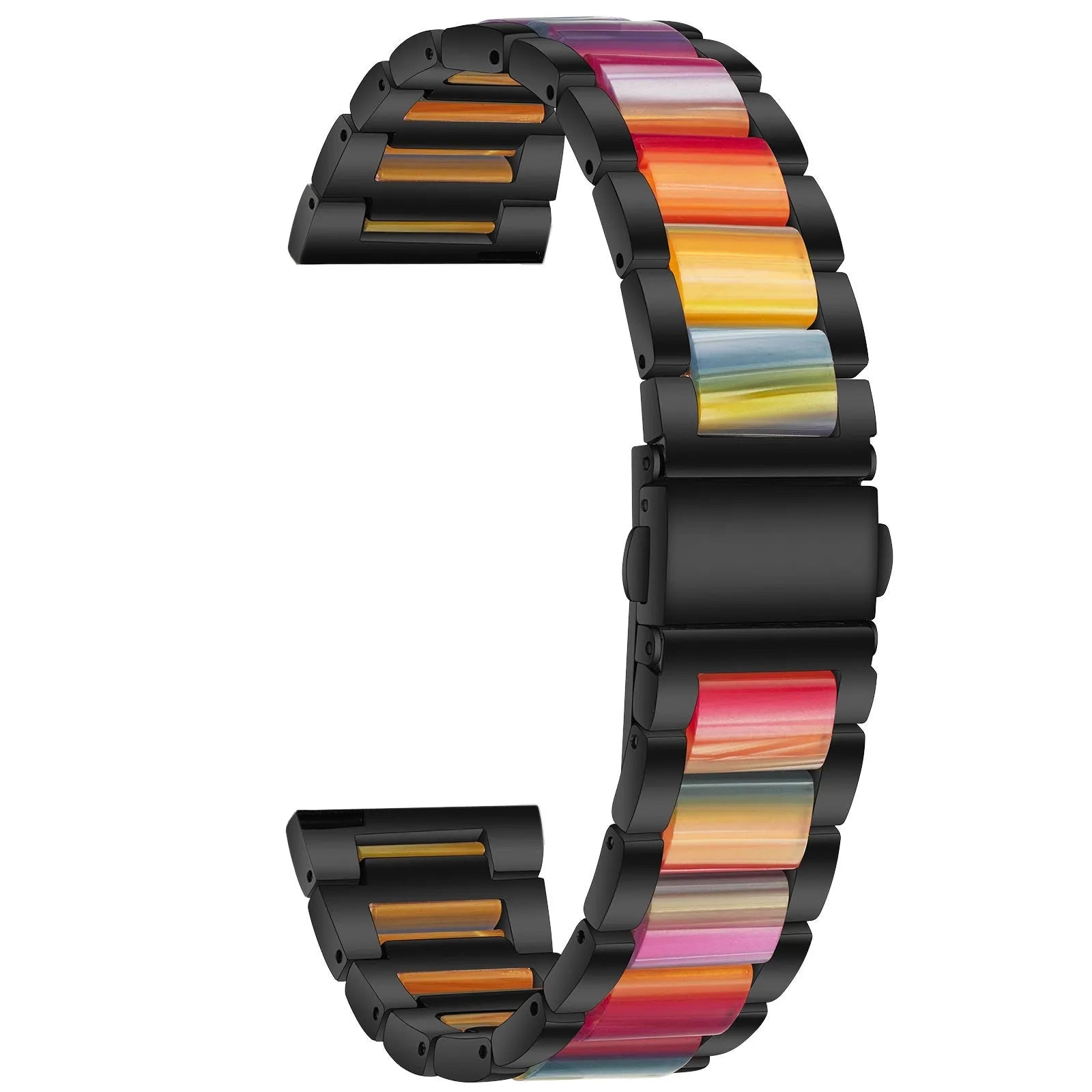 Steel Resin Strap, black/colourful, without a watch, 3/4 front view
