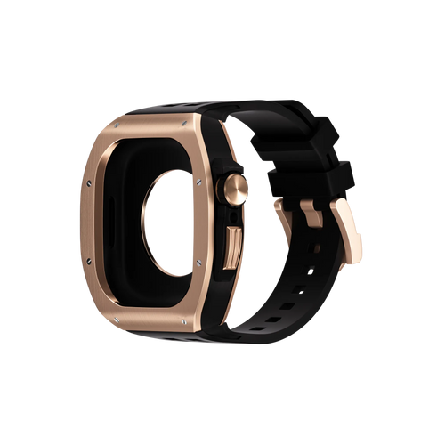 Reqior Funda de polímero y metal con correa de goma Apple Watch 45mm (rosa dorado)