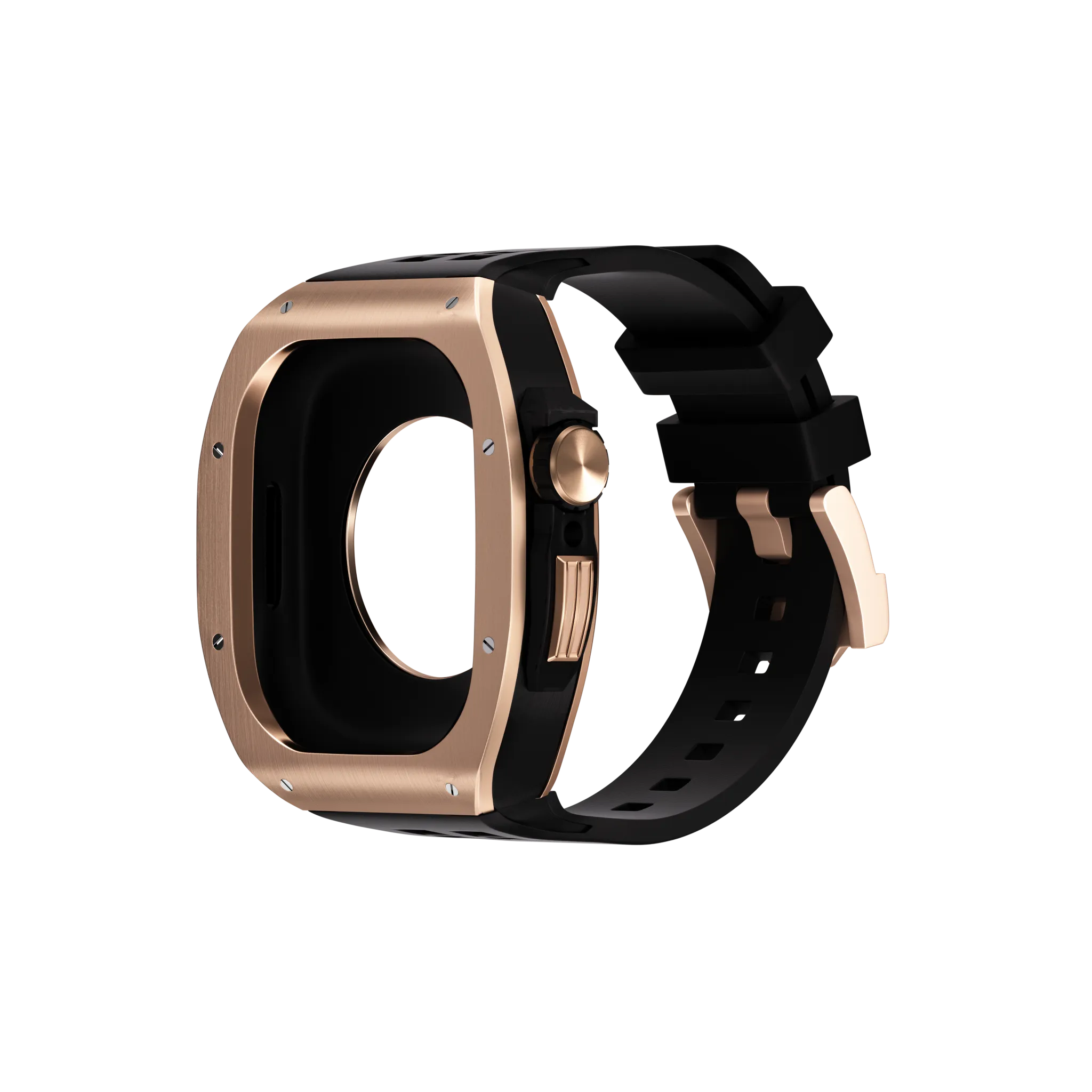 Reqior Funda de polímero y metal con correa de goma Apple Watch 45mm (rosa dorado)