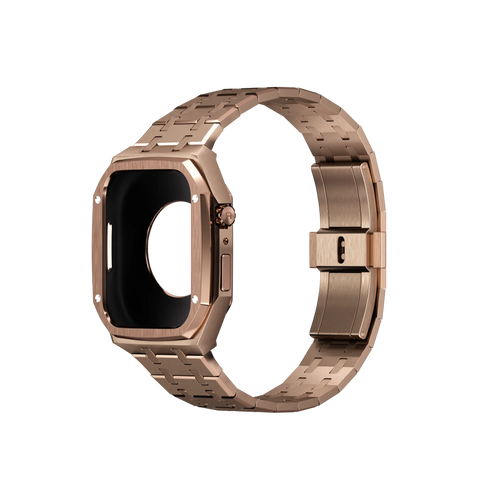 Reqior Funda con correa de acero Apple Watch 45mm (rosa dorado)