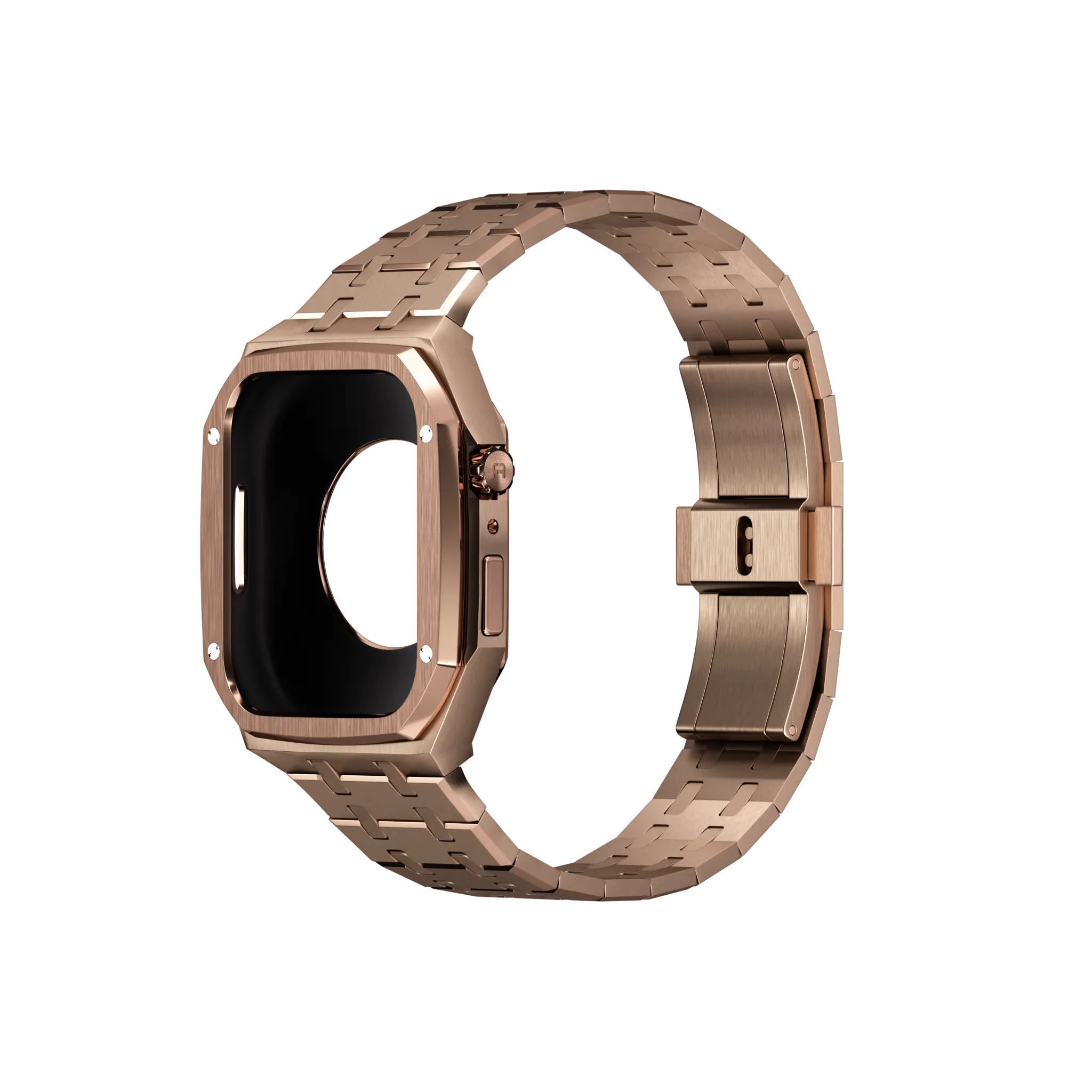 Reqior Funda con correa de acero Apple Watch 45mm (rosa dorado)
