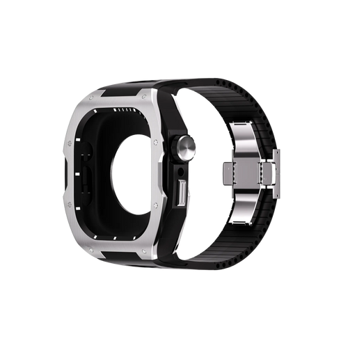 Reqior Funda con correa de goma Apple Watch 45mm (plateado)